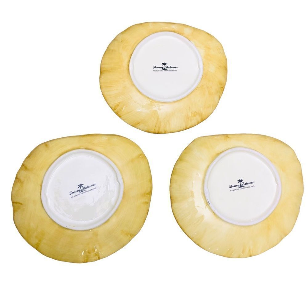 Tommy Bahama Set/3 Ambiance Curled Edge Yellow Green Tropical Print Salad Plates - Picture 6 of 9
